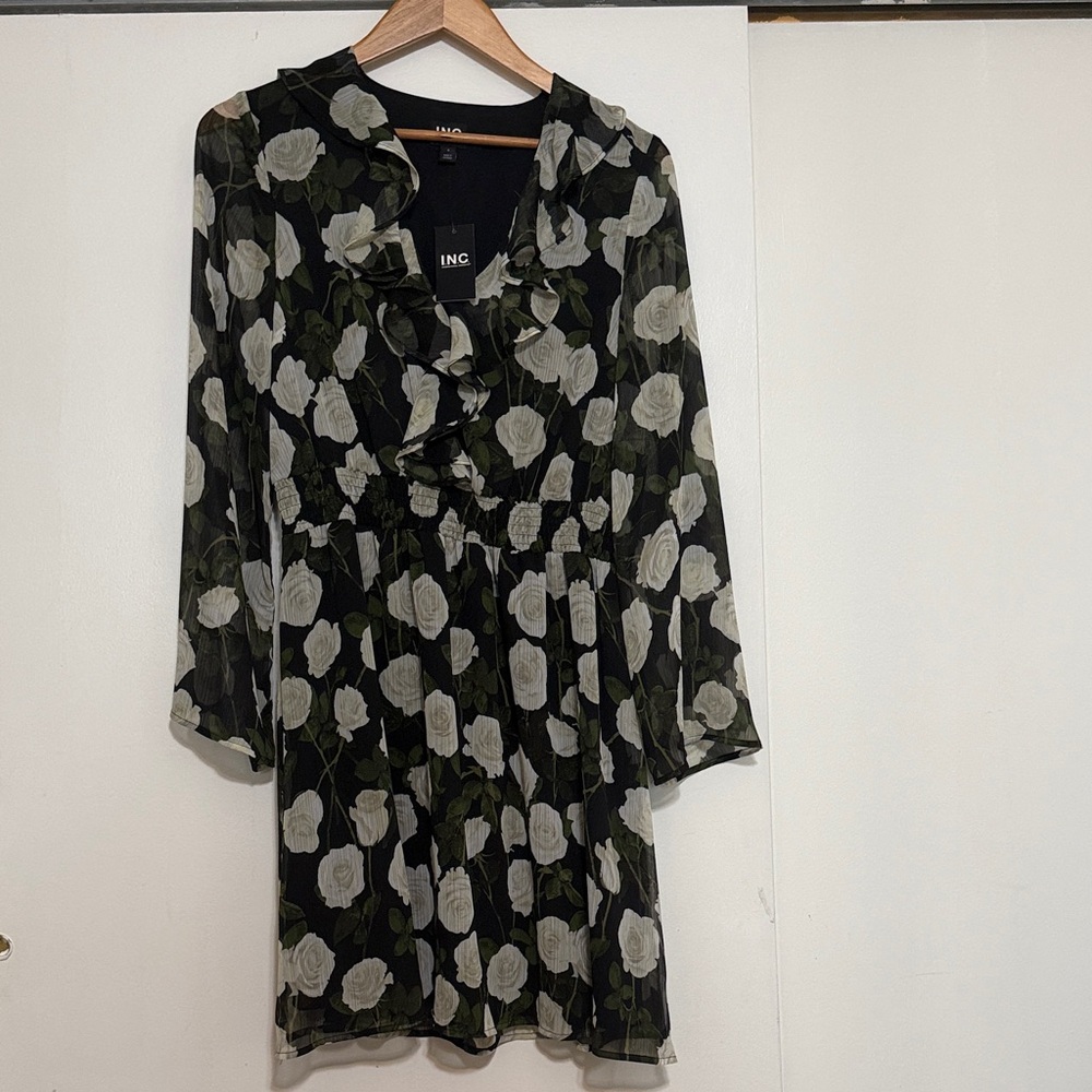 INC Black Floral Dress